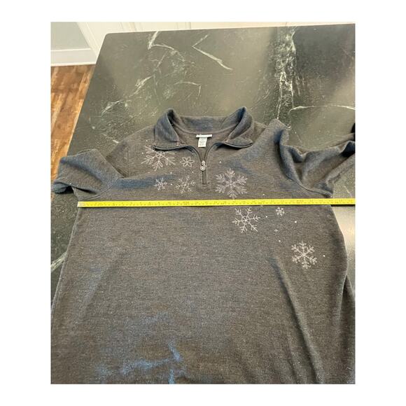 Catherines charcoal gray 1/4 zip sweater with embroidery and rhinestones 2X - Picture 7 of 11
